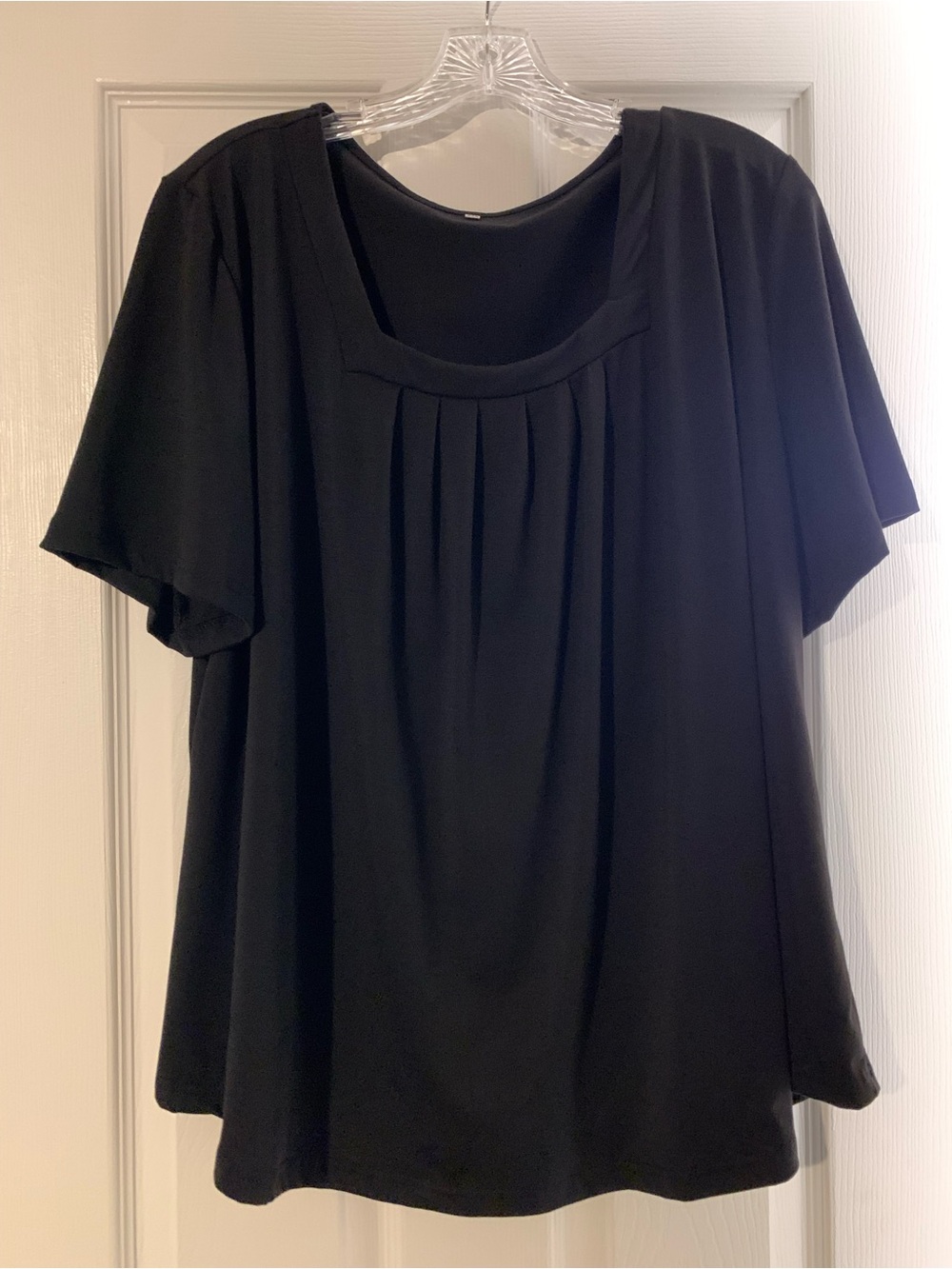 Black Pleated Scoop Neck Women’s Top